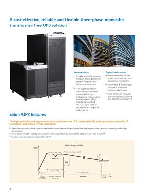 Eaton Online 93E UPS 15-500KVA uninterruptible power supply with three phase input and output