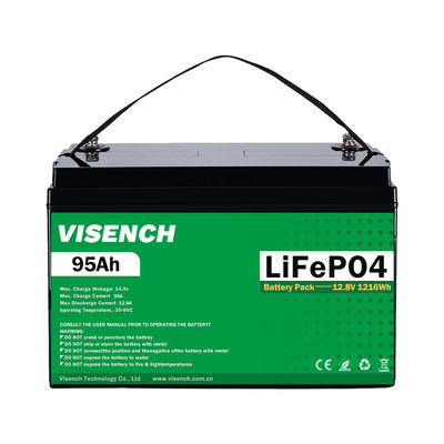 Visench 12V 100Ah Lifepo4 Lithium Iron Battery Pack Deep Cycle Times levensduur van de batterij
