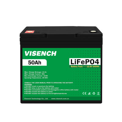 Visench 12V 50Ah Lifepo4 Lithium Iron Battery Pack Deep Cycle Times Battery Lifepo4 12V Voor zonne-energiesysteem