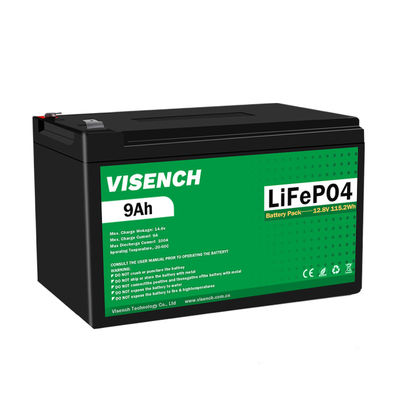 Visench Prismatic 12V 12.8V 9Ah oplaadbare Lithium Iron Phosphate Lifepo4 batterij