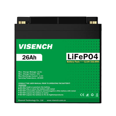 Visench Bestseller VS Duitsland VK Canada 12.8 v 26Ah Diepe cyclus 12 volt Lithium Ion batterijen 12V 26ah LiFePO4 batterij