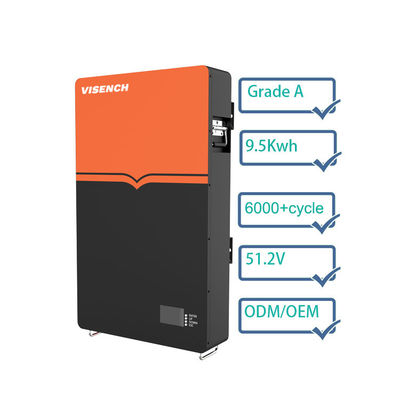 Fabriek Viench Hoogwaardige wandmontage 9,5Kwh 48V Lifepo4 200Ah Lithium-ion batterij Voor thuisgebruik Zonne-systeem Energieopslag