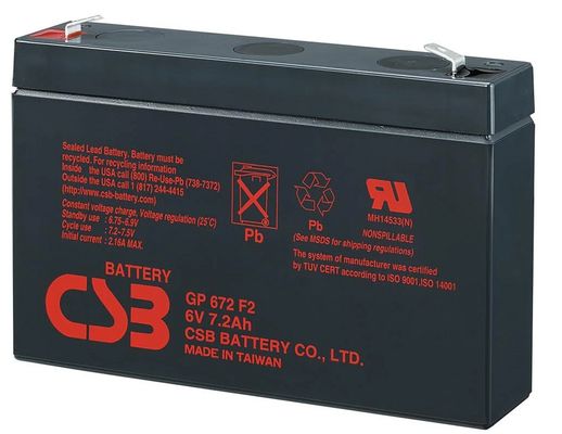 CSB-accu GP672 6V 7.2Ah oplaadbare onderhoudsvrije 7.2Ah loodzuurbatterij