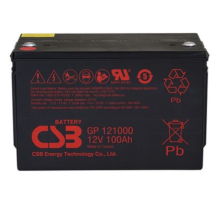 CSB-accu GP121000 12V 100Ah Hoogwaardige herlaadbare onderhoudsvrije loodzuurbatterij 12V 100Ah